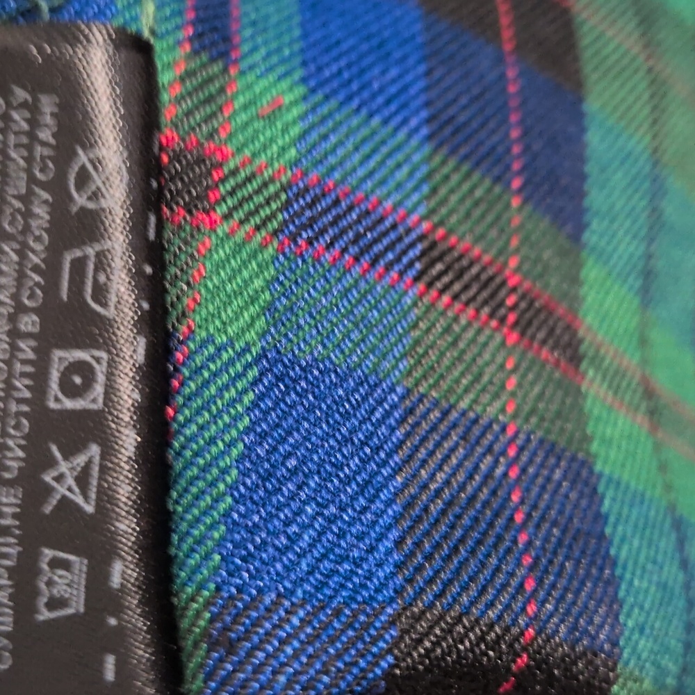 Unique Vintage Plaid Dress W Red Tr Sz XL P2P": 21in Waist:18in S2hem:42.5in - Picture 5 of 5